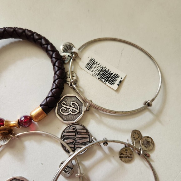 Lot of 6 Alex and Ani Bangle Bracelets Adjustable Silver Gold Tone - Picture 3 of 6